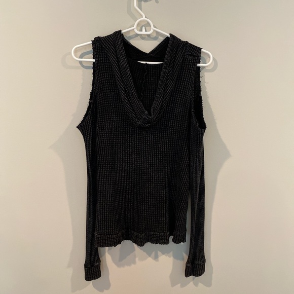 XS/S Vintage Havana Black Waffled Hoodie - Picture 2 of 4